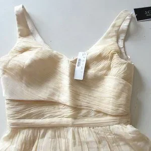 Robe HEIDI J.CREW En Soie Chiffon Champagne - Taille 12 Tall - Neuf Avec étiquettes